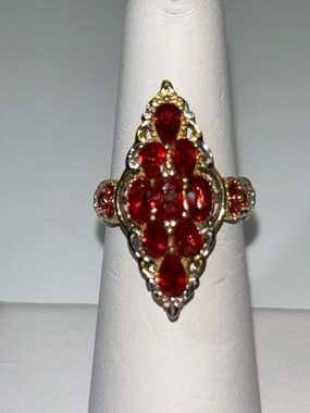 NWOT Gems En Vogue Palladium 14k Accented Genuine Fire Opal Gemstone Ring